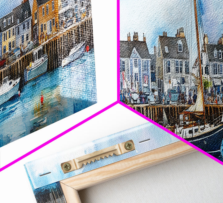 Nantucket Massachusetts Wall Art Framed Canvas Print, Nantucket Painting, Nantucket Nautical Decor, Nautical Landscape Painting
