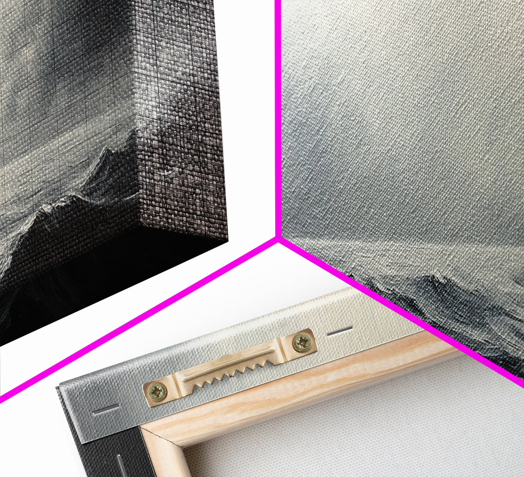 A storm rolls in over the ocean, framed canvas print - wood framed wall art - seascape painting - ocean painting