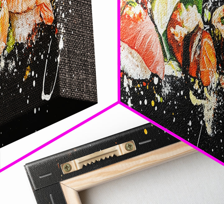 Sushi Wall Art - Framed Canvas Print - Kitchen Wall Art - Kitchen Decor - Original Painting - Restaurant Wall Art - Wabi Sabi Minimalist Art