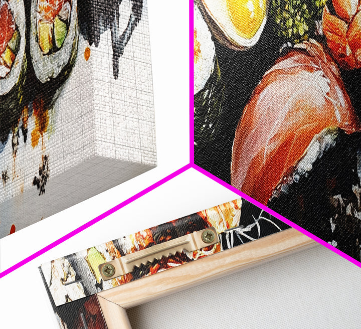 Abstract Food Painting Print, Painting of Sushi, Kitchen Decor, Kitchen Wall Art, Kitsch Dining Room Art, Eclectic Home Decor