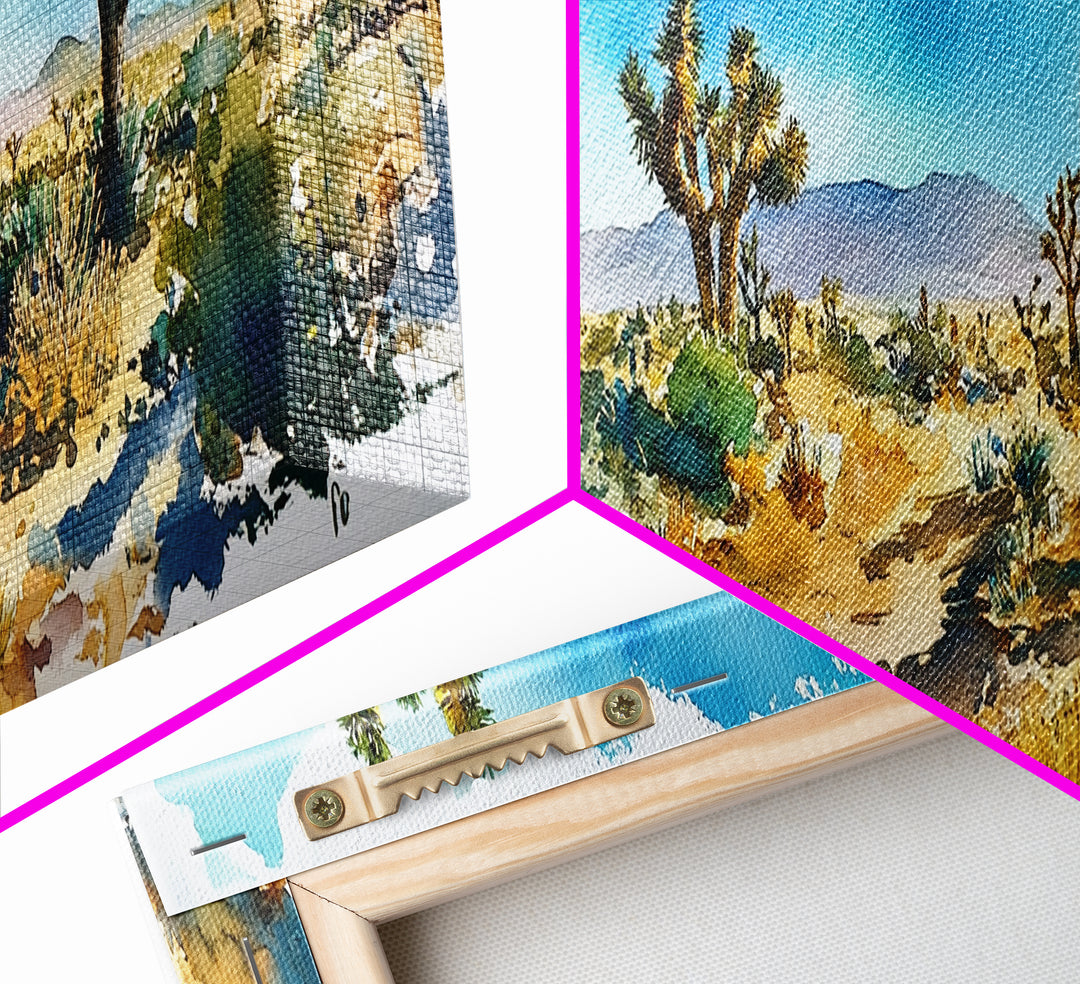 Canvas Print Panoramic Landscape Painting of Joshua Tree California Canvas Print, Joshua Tree Art, California Wall Art, Minimalist Desert Art