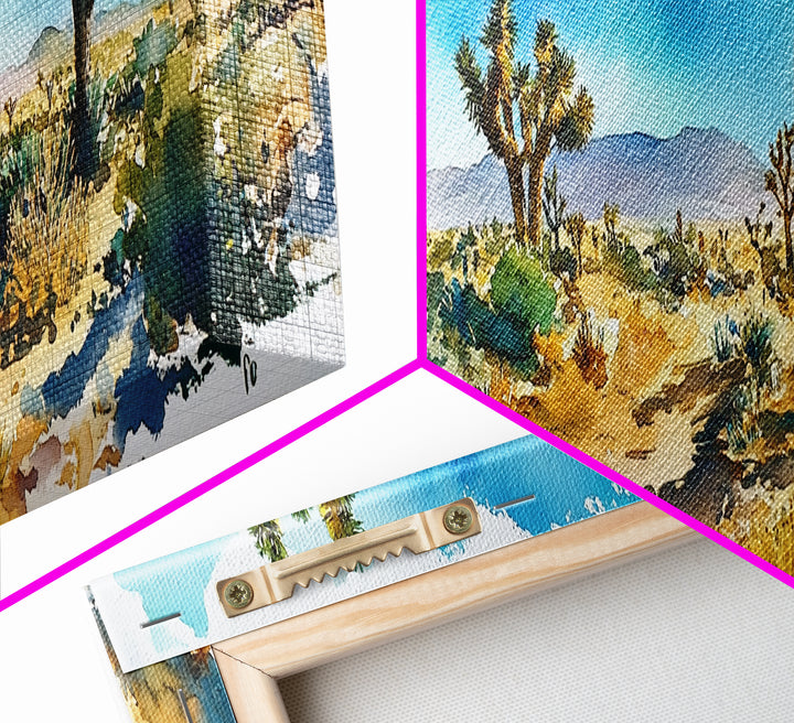 Canvas Print Panoramic Landscape Painting of Joshua Tree California Canvas Print, Joshua Tree Art, California Wall Art, Minimalist Desert Art