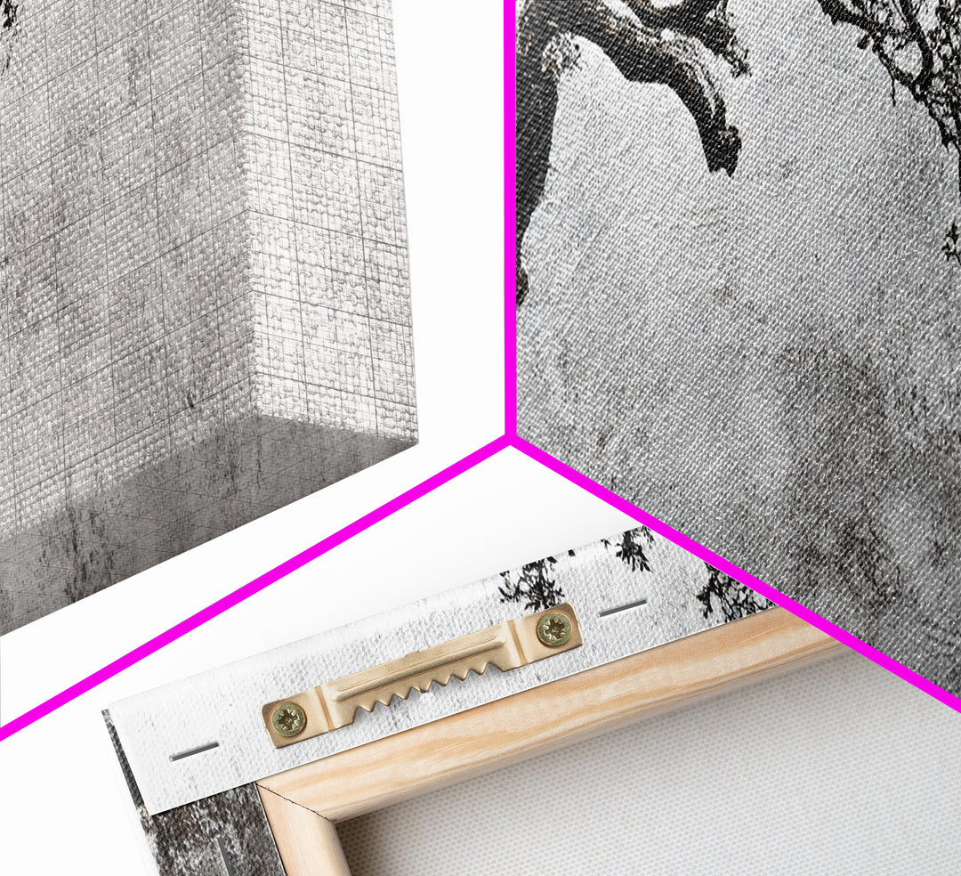 Black and White Bonzai Tree Framed Canvas Print, Wabi Sabi Japanese Style Home Decor, Minimalist Art, Moody Decor, Moody Art