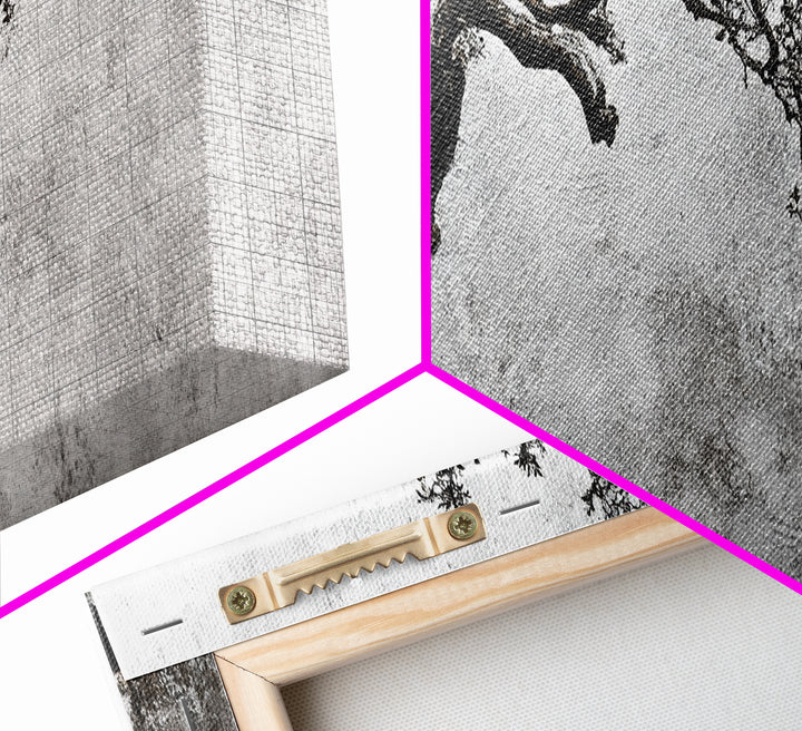 Black and White Bonzai Tree Framed Canvas Print, Wabi Sabi Japanese Style Home Decor, Minimalist Art, Moody Decor, Moody Art