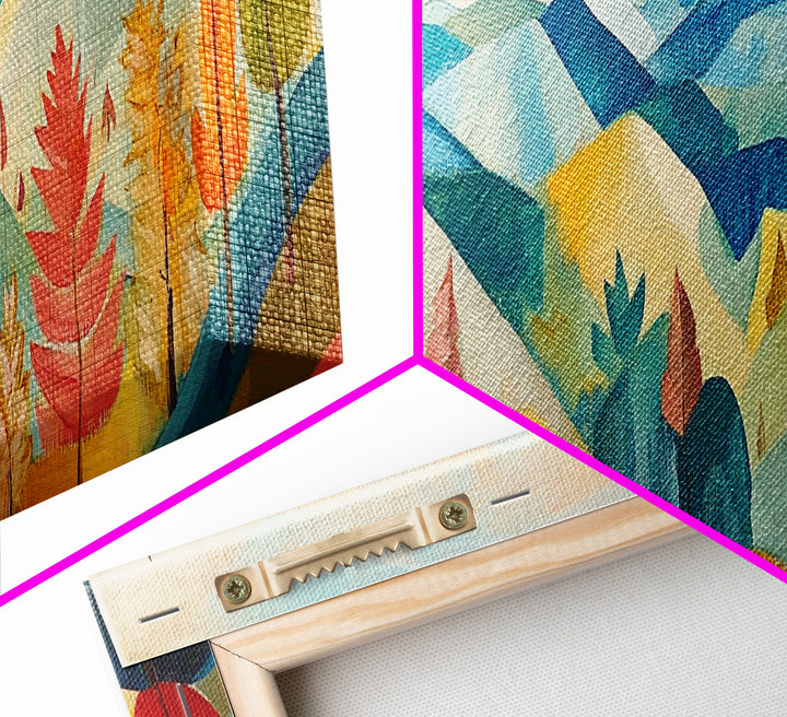 Abstract Fall Panoramic Landscape Painting Print, Framed Wall Art, Canvas Print, Living Room Art, Horizontal Wall Art, Fall Centerpiece