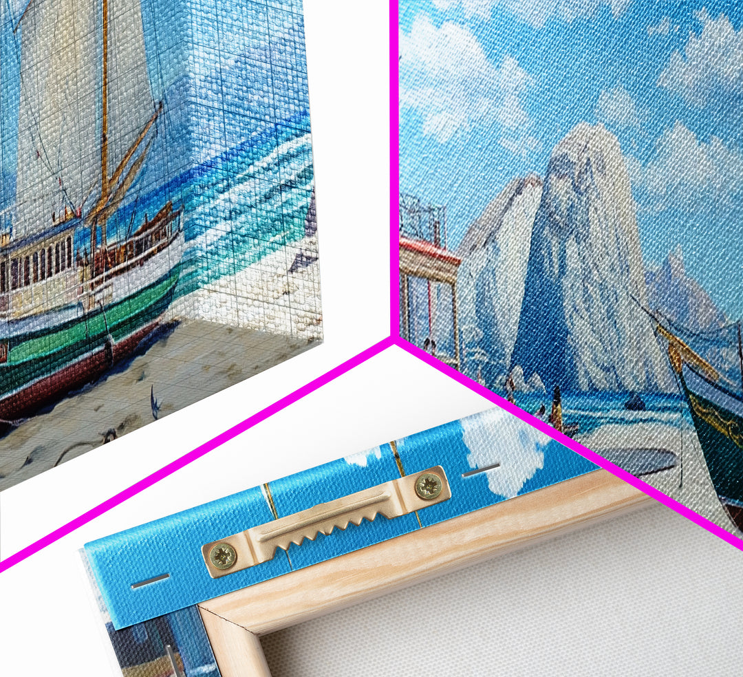 Panoramic Nautical Painting Print of Maine, Beach Art, Beach Decor, Seascapes Painting, Nautical Landscape Painting, Horizontal Art