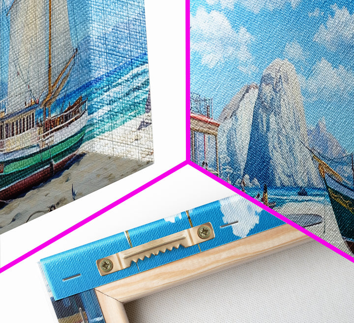 Panoramic Nautical Painting Print of Maine, Beach Art, Beach Decor, Seascapes Painting, Nautical Landscape Painting, Horizontal Art