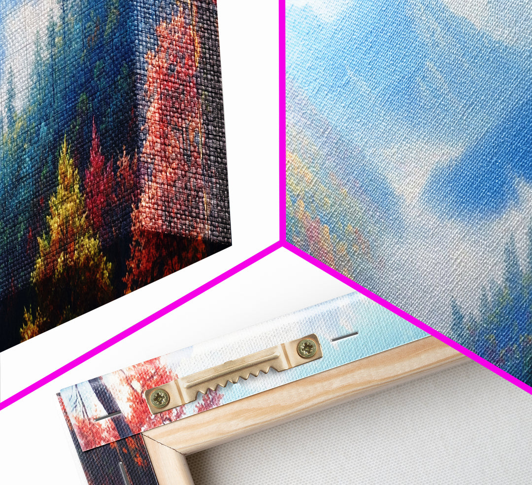 River Forest Landscape Wall Art on Canvas, Panoramic Smoky Mountains Canvas Wall Art, Framed or Unframed, Ready To Ship Horizontal Art