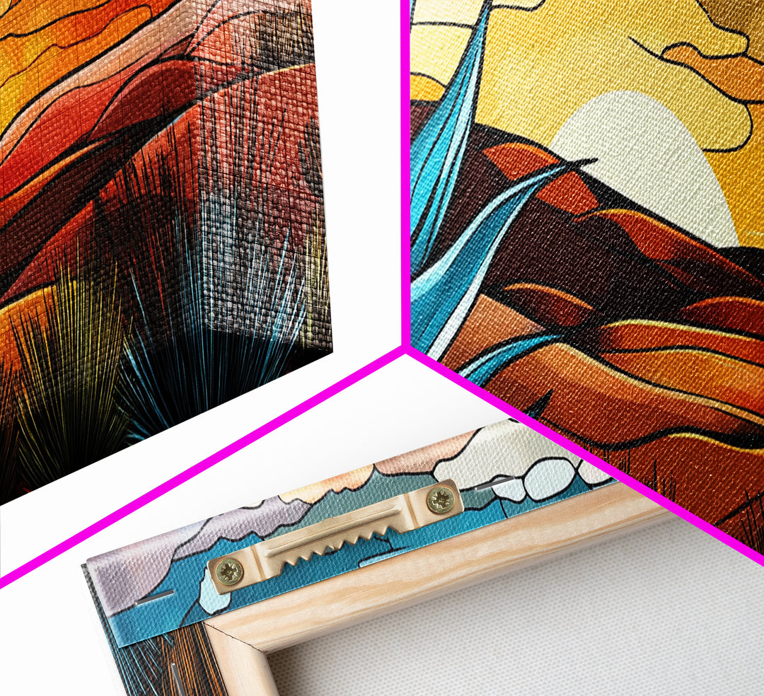 Mexicano Art - Blue Agave At Sunset - Framed Canvas Print - Agave Painting - Blue Agave - Chicano Wall Art - Mexican Art Agave Art