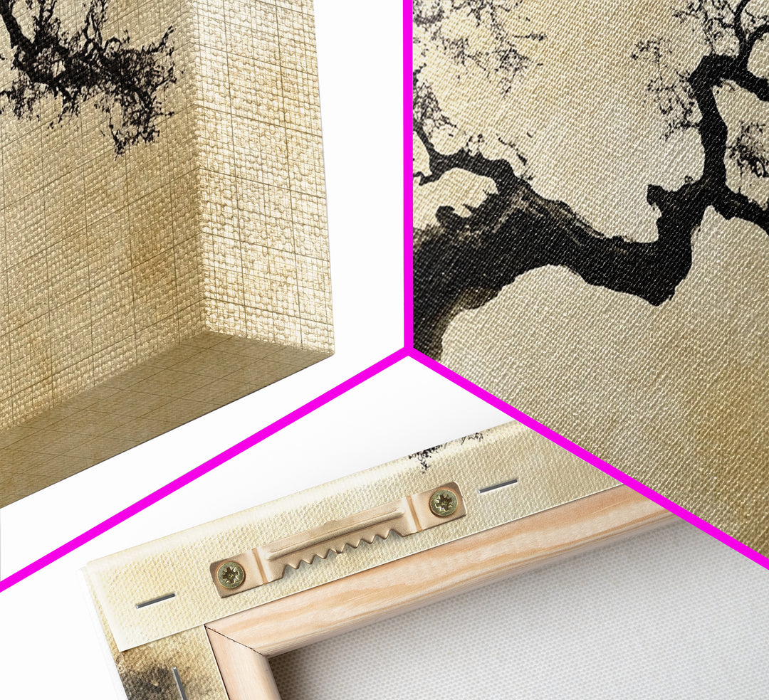 Bonzai Abstract Wall Art Framed Canvas Print, Wabi Sabi Art, Wabi Sabi Decor, Boho Home Decor, Botanical Prints