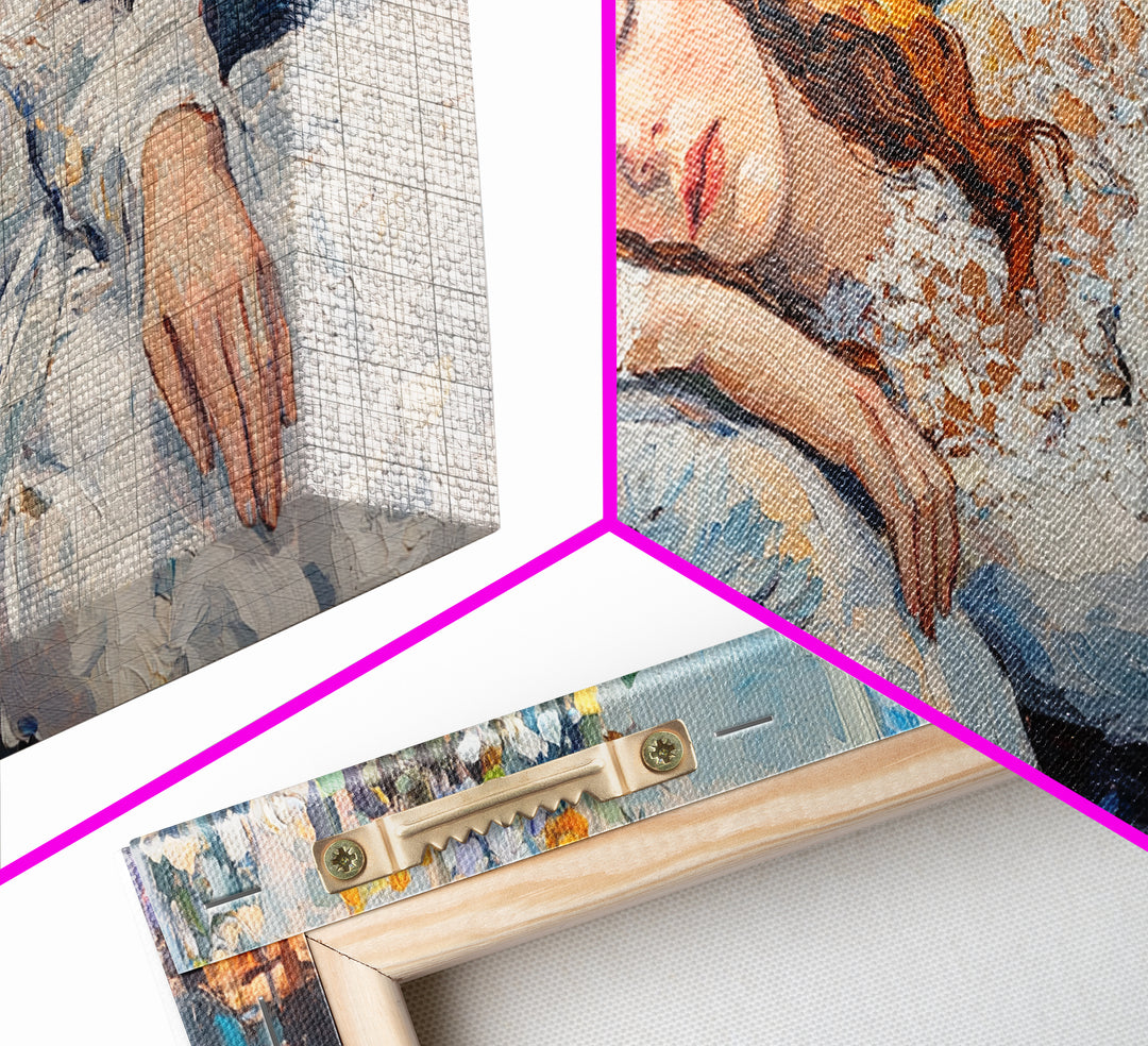 Decadent Young Woman Inspired Wall Art, Framed Canvas Print, Victorian Oil Painting Of a Woman Taking a Nap, Cute Bedroom Decor