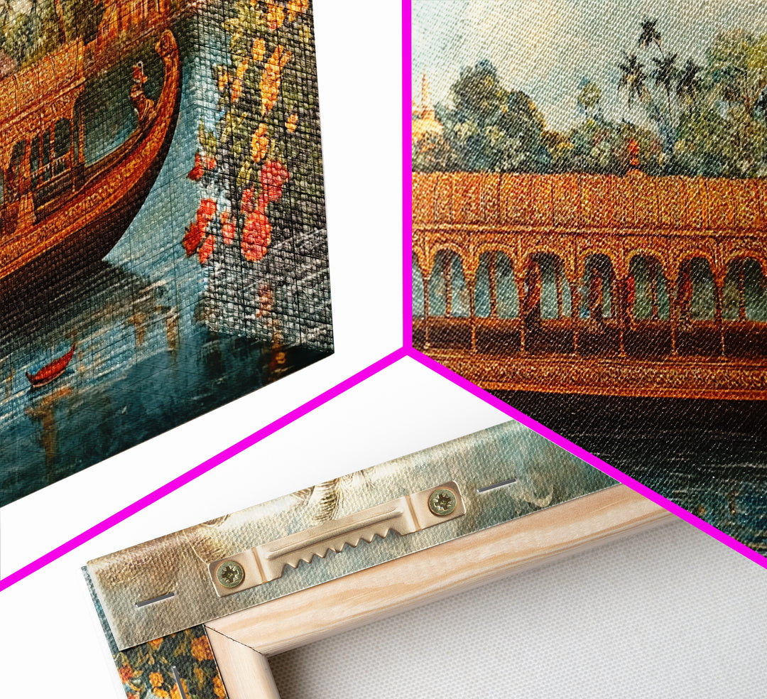 Mural of Kerala, Framed Canvas Print, Lush Jaipur Garden Wall Art Mural, Vibrant Green Canvas Art, Indian Wall Art, Highly Detailed Decor