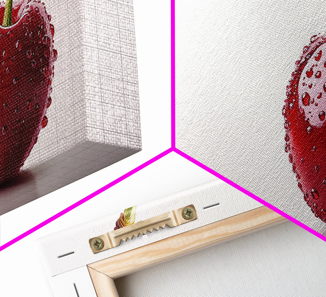 Cherry Wall Art Canvas Print, Cherry Photography Style Art, Cherry Photo Art, Kitchen Art, Kitchen Painting, Modern Art For Kitchen