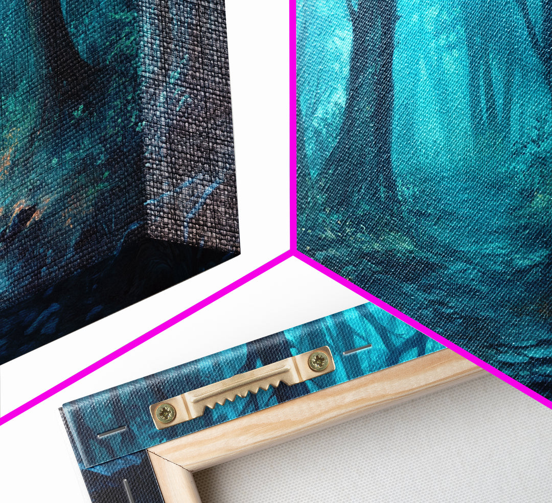 Dark Fantasy Forest Landscape Painting Canvas Print | Extra Large Living Room Wall Art | Horizontal Wall Art | Living Room Wall Art