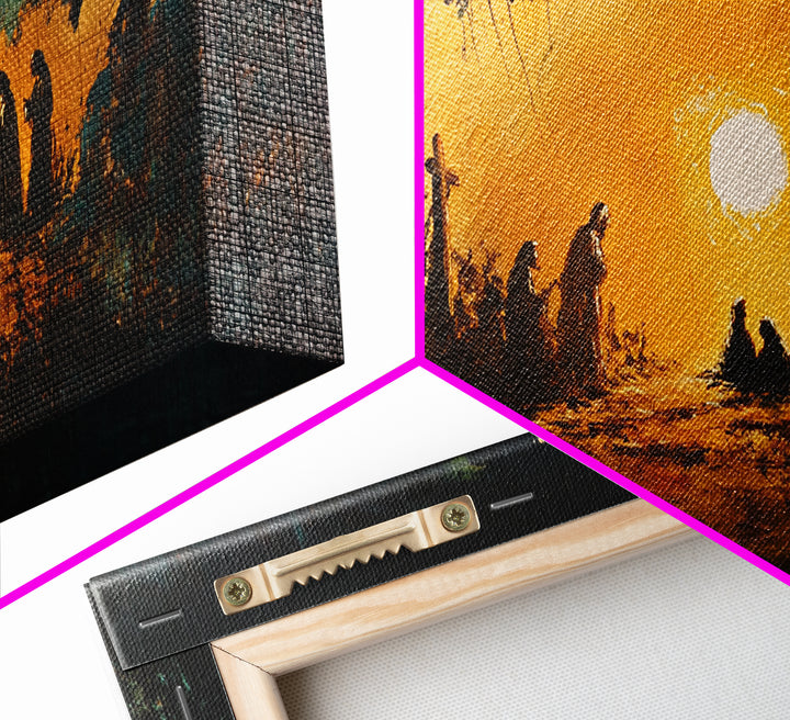 Christmas Nativity Painting on Canvas, Christmas Wall Art, Rustic Christmas Farmhouse Decor, Nativity Oil Painting, Christmas Decor