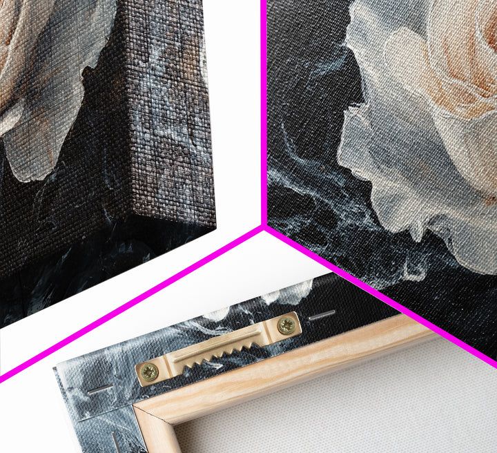 Abstract Oil Painting Print of a White Rose, Framed Canvas Print, Centerpiece Wall Art, Accent Piece Art, Floral Print, Flower Painting Wall Art