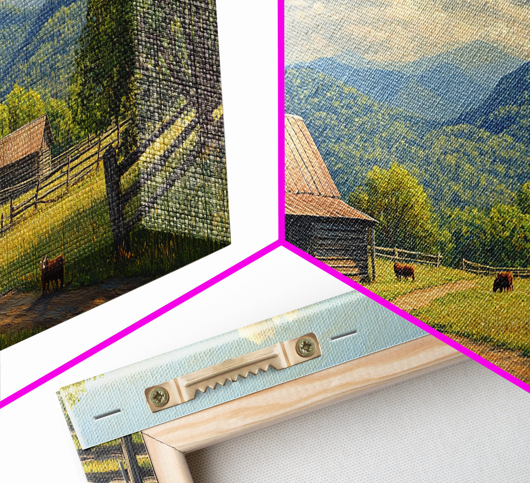 Barn Landscape Oil Painting Canvas Print, Rustic Farmhouse Home Decor, Modern Farm House Wall Art, Barn Wall Art, Barn Decor