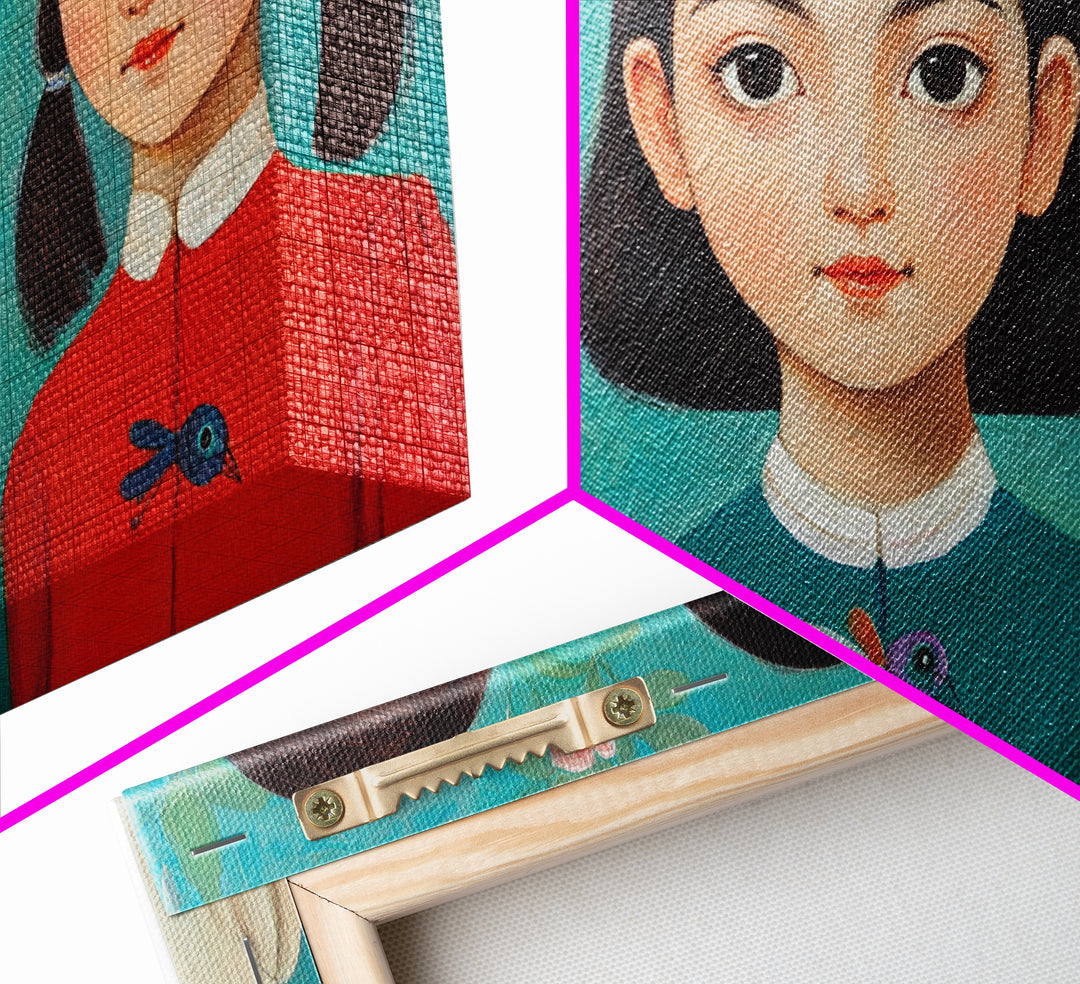 Creepy Wall Art Framed Canvas Print, Liminal Art, Liminal Spaces, Creepy Ghost Girls Painting