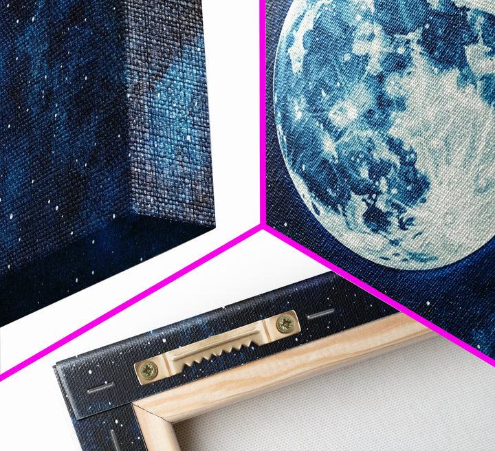 Abstract Oil Painting Print Of The Full Moon - Framed Canvas Print - Ready To Hang - Full Moon Art - Witchy Decor - Full Moon Painting