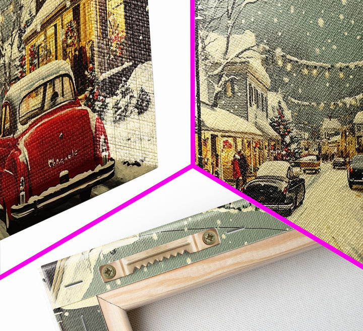 Christmas Village Painting Print Ready To Hang Wall Art, Canvas Print, Christmas Wall Art, Christmas Mantle Decor, Christmas Gift Idea