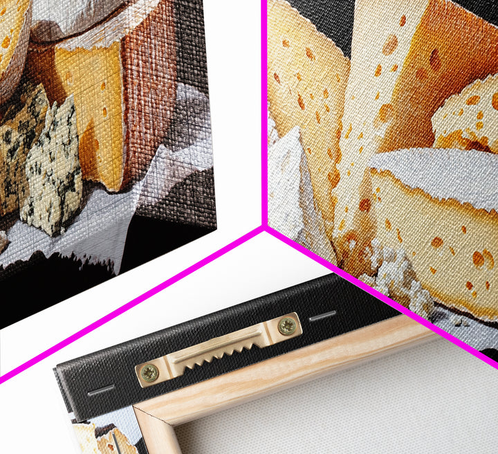 Cheese Lover Wall Art - Framed Canvas Print - Kitsch Kitchen Home Decor - Kitchen painting - Cheese Art - Cheese Painting