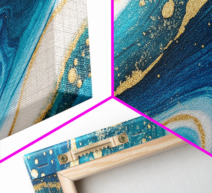 Blue, White and Gold Marble Canvas Print - Marble Painting - Centerpiece Wall Art - Statement Piece - Bold Artwork - Trendy Art - Abstract Art