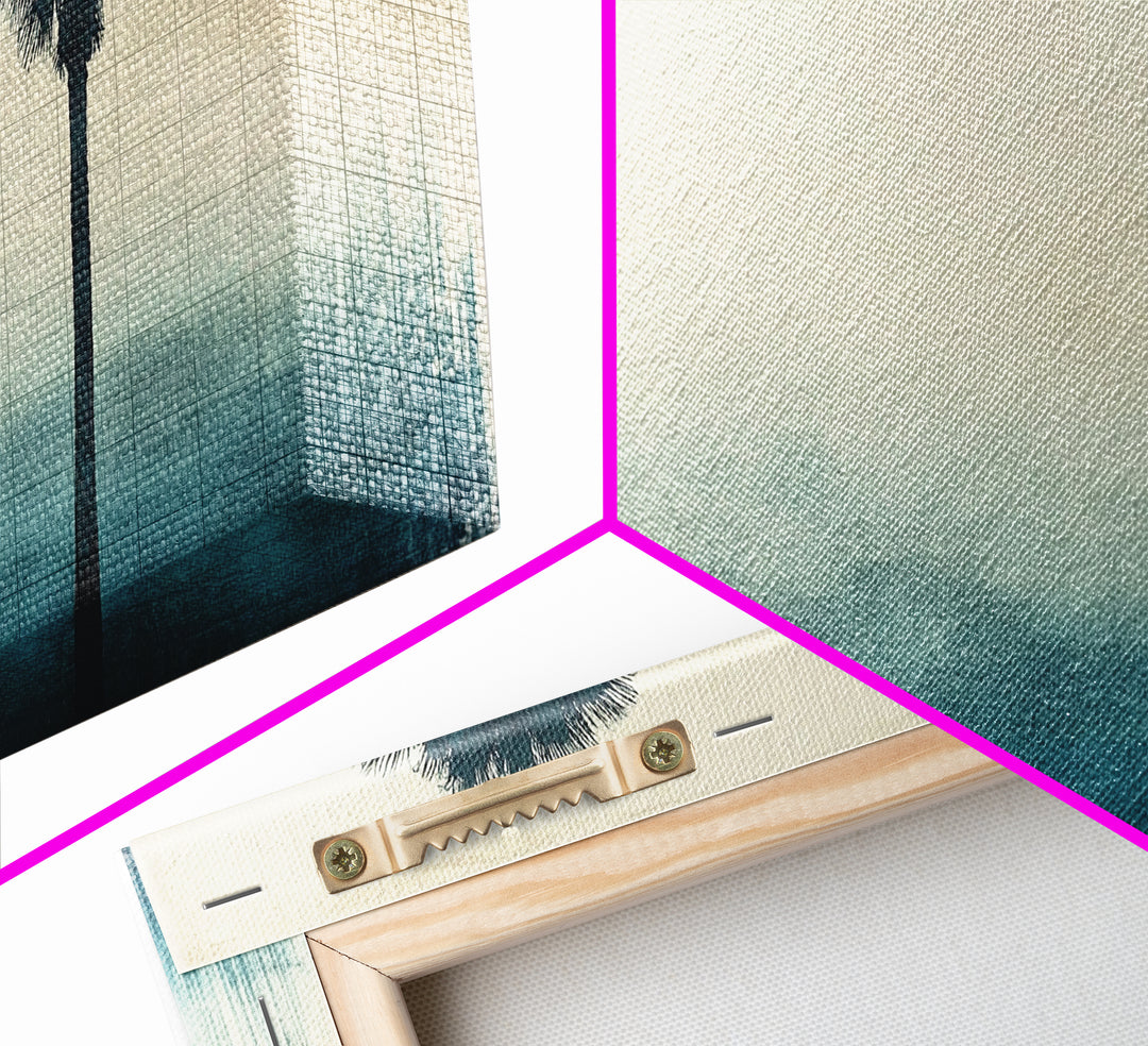 Abstract Palm Tree Nautical Oil Painting Canvas Print Ready To Hang