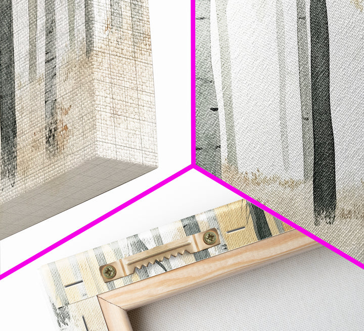 Aspen Trees Oil Painting Print Canvas, Autumn Aspens Print, Muted White Winter Wall Art, Country Farmhouse Wall Decor, Abstract Landscape Art