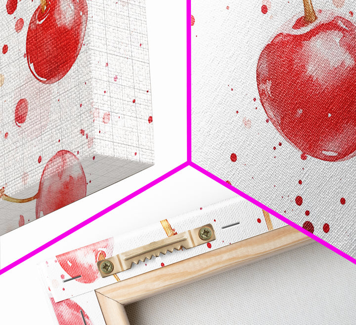 Cherry Painting Canvas Print - Kitchen Wall Art - Kitchen Decor - Cherry Wall Art - Kitsch Decor - Eclectic Home Decor