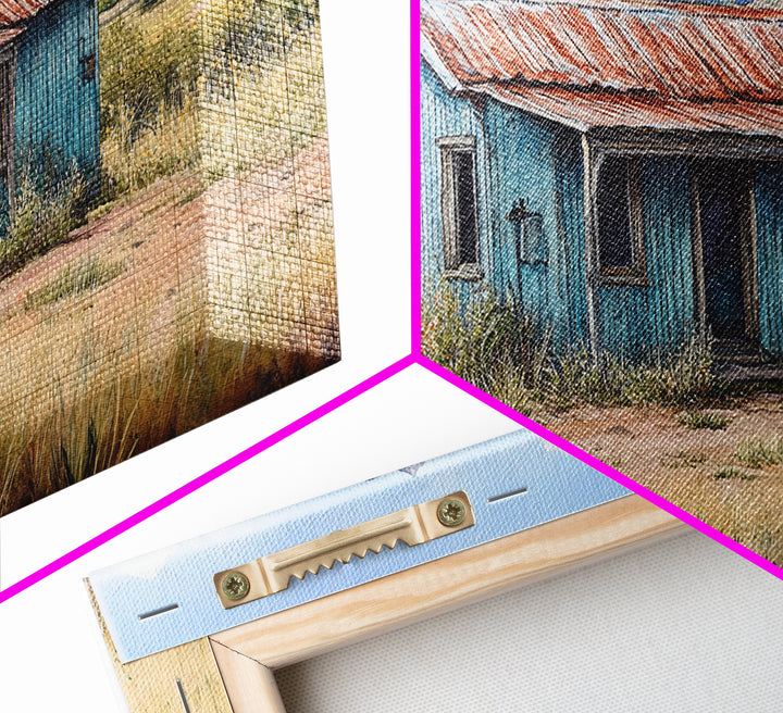 Abandoned Cabin In The Nevada Desert - Framed Canvas Print - Kitsch Wall Art - Desert Landscape Painting - Barn Oil Painting - Desert Art