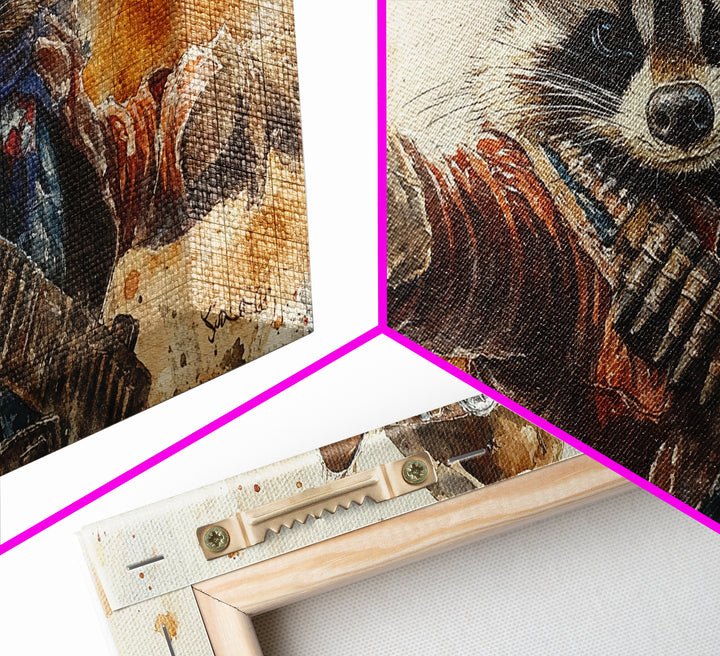 Rootin' Tootin' Cowboy Shootin' Wildwest Cowboy Raccoon Canvas Print - Racoon Painting - Cowboy Raccoon - Wild West Art