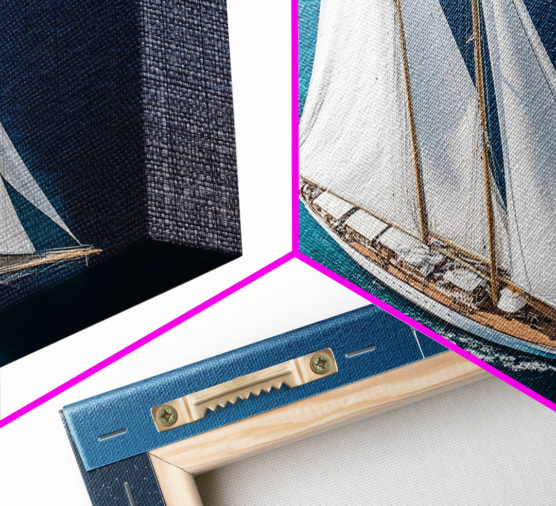 Nautical Decor Framed Canvas Print, Sailboat Painting Print, Sailboat Wall Art, Sailing Gift, Beautiful Sailboat Decor, Nautical Art