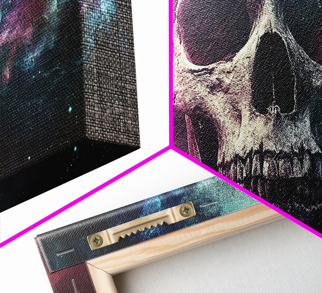Cosmic Skull Wall Art, Cosmic Horror, Framed Canvas Print, Surreal Wall Decor, Ready To Hang Wall Art, Skull Painting, Skull Art
