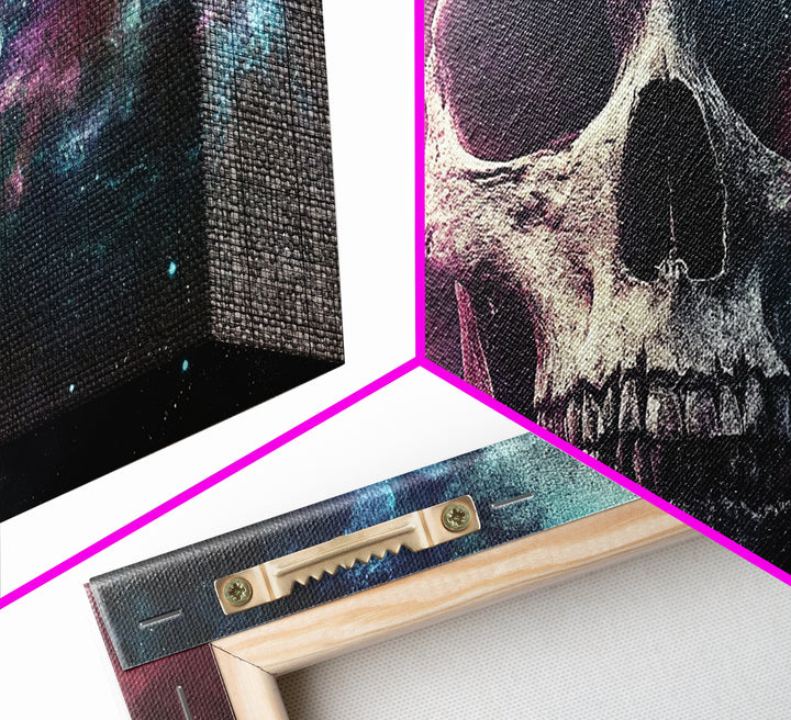 Cosmic Skull Wall Art, Cosmic Horror, Framed Canvas Print, Surreal Wall Decor, Ready To Hang Wall Art, Skull Painting, Skull Art
