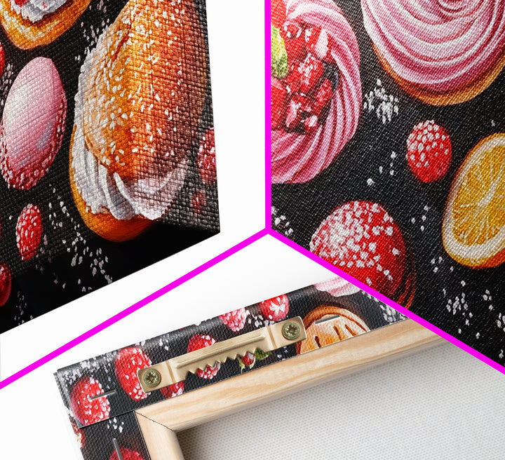 Donuts and Deserts Oil Painting Print, Canvas Art, Bakery Wall Art, Bakery Decor, Kitchen Wall Art