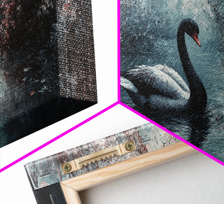 Dark Academia Oil Painting Print of a Black Swan - Gothic Decor - Living Room Decor - Above Sofa Gothic Art - Halloween Decor