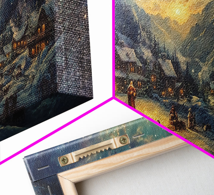 Christmas In The Mountains, Nativity Scene, Christmas Canvas Print, Christmas Decoration, Christmas Centerpiece Wall Art, Christmas Village