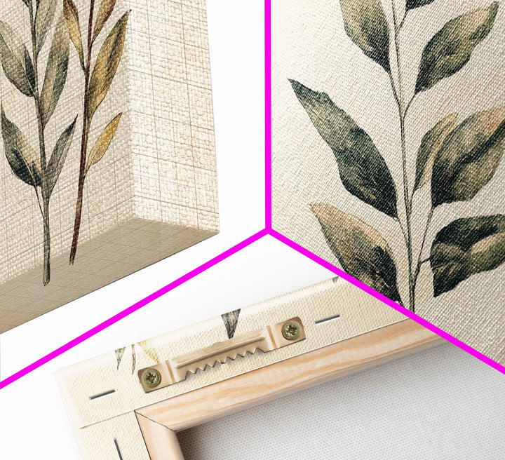 Boho Botanical Sketch Print, Botanical Wall Art, Framed Canvas Print, Minimalist Pencil Sketch Wall Art, Minimalist Home Decor, Living Room Art