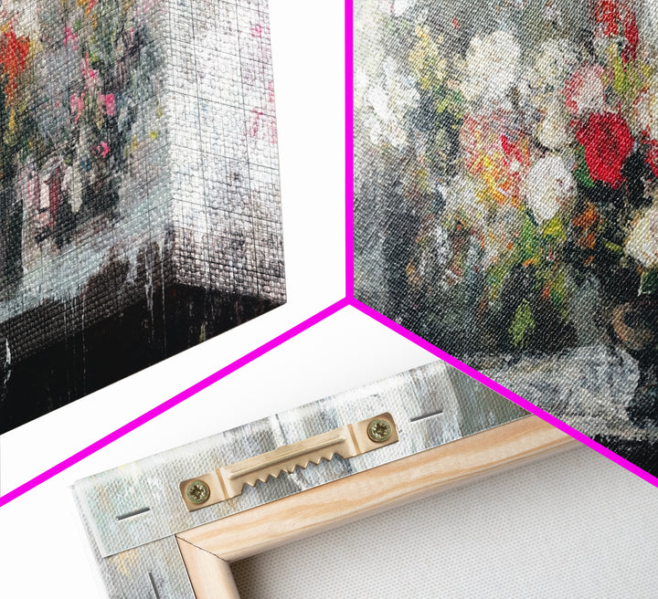 Canvas Print Oil Painting Still Life of Flowers, Wood Framed Art, Whimsical Home Decor, Floral Oil Painting, Flower Painting, Still Life Art