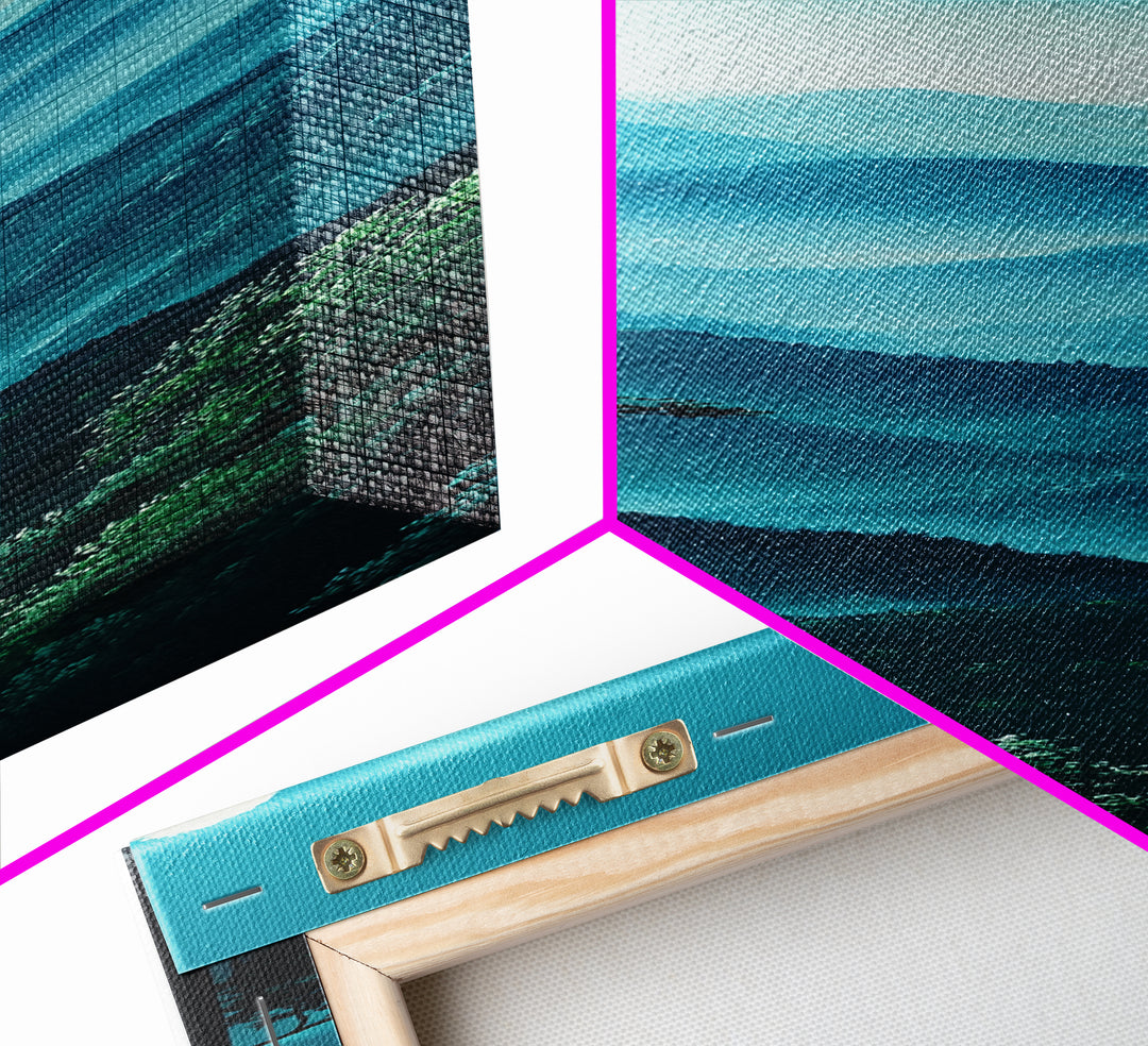 Bright Morning Mountains Framed Canvas Print Serene Nature Landscape Art, Blue and Green Wall Art, Smoky Mountain Art, Living Room Decor, Above Sofa Art