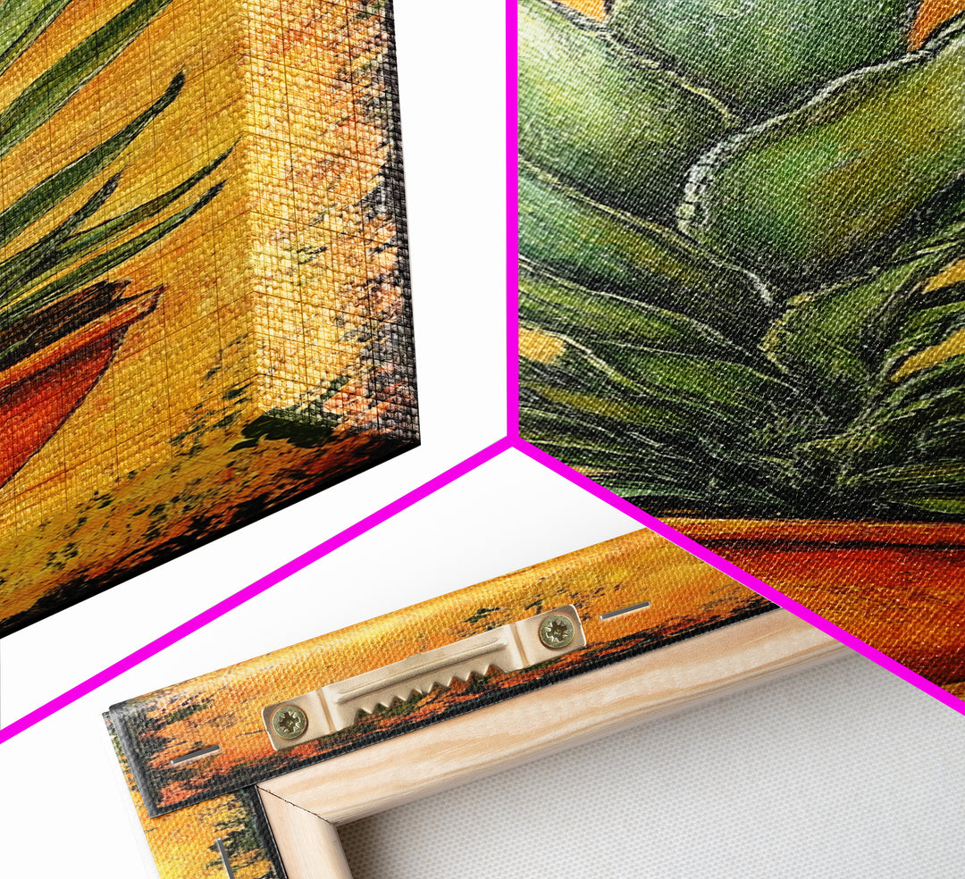Vibrant Agave in Terra Cotta Framed Canvas Print Rustic Decor Agave Painting Botanical Prints Kitchen Wall Art