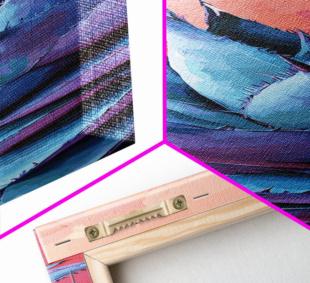 Blue Agave at Sunset Canvas Print Pink Orange Wall Art Coastal Decor Desert Botanical Prints Boho Art Bedroom Decor