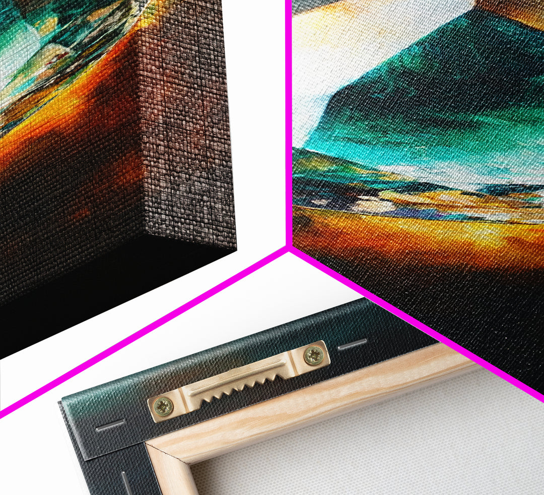 Blue Green Gemstone on Fire Canvas Print Abstract Sacred Geometry Art Moody Wall Art Unique Bedroom Decor Statement Piece