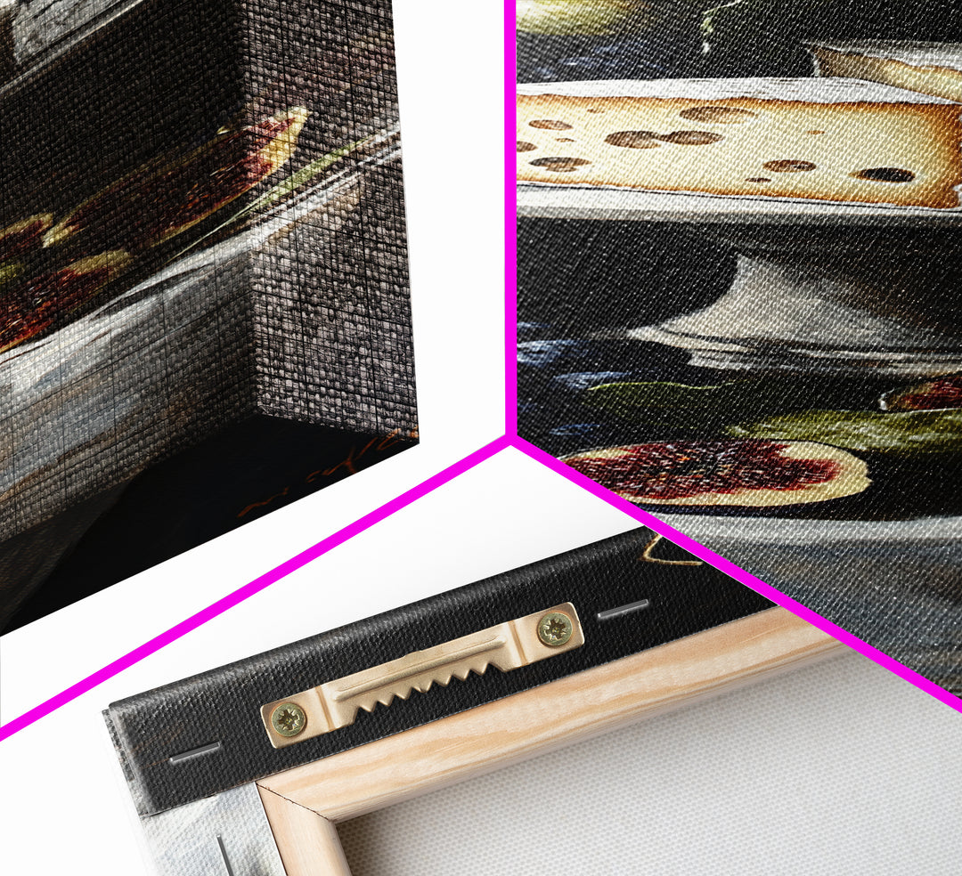 Canvas Print Cheese Platter with Grapes Art Farmhouse Wall Art Food Review Kitchen Decor Rustic Art