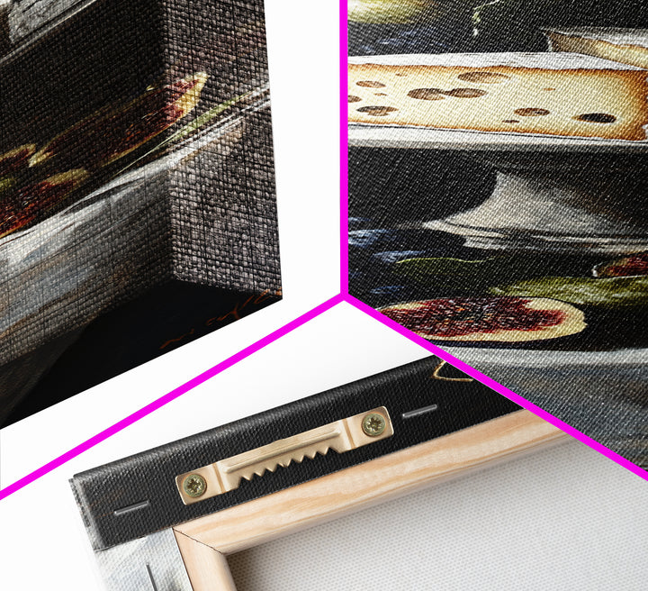 Canvas Print Cheese Platter with Grapes Art Farmhouse Wall Art Food Review Kitchen Decor Rustic Art