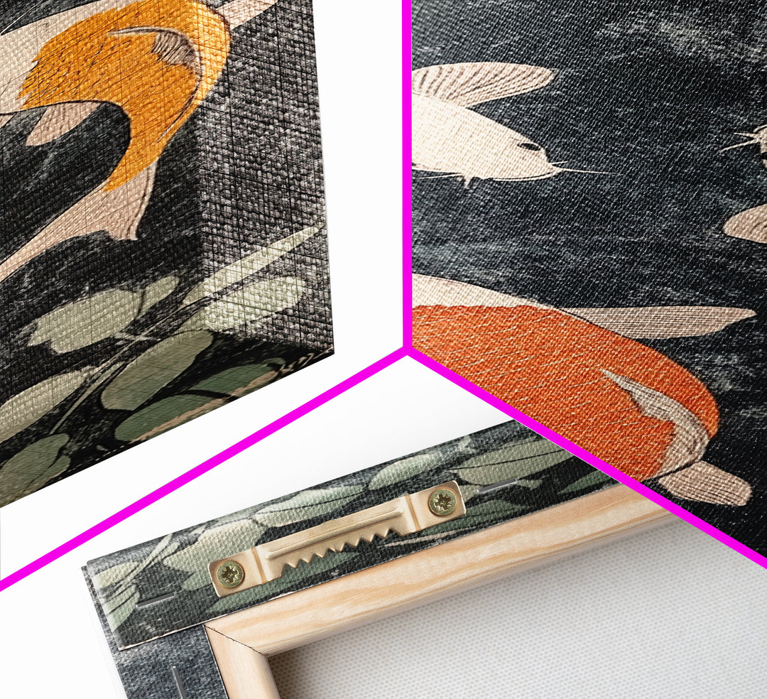 Canvas Print Koi Fish Painting Asian Decor Chinoiserie Wall Art Nature Inspired Wabi Sabi Art Ideal Living Room Minimalist Art