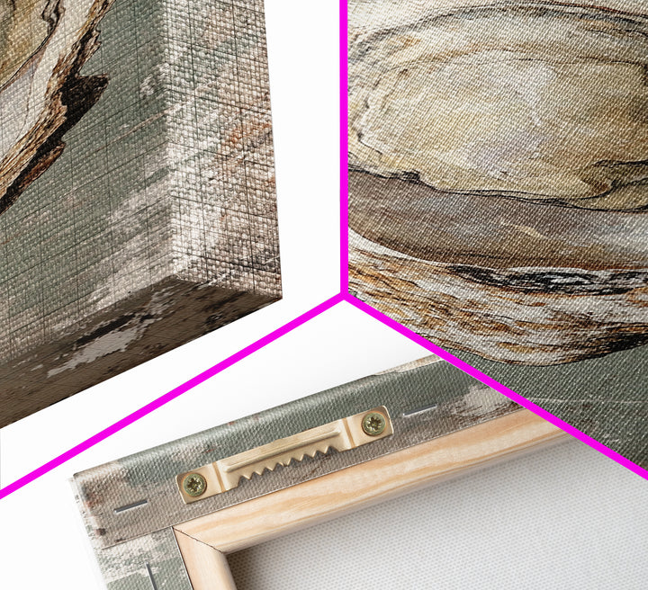 Canvas Print Rustic Oyster Shell Painting Coastal Kitchen Decor Wabi Sabi Art Living Room Art Nautical Wall Art Coastal Kitchen Decor