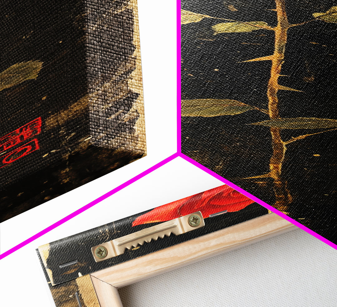 Dark Rose Painting Canvas Print, Gothic Floral Art, Rose with Dark Background, Wabi Sabi Inspired Wall Art, Framed Canvas Print, Rustic Decor