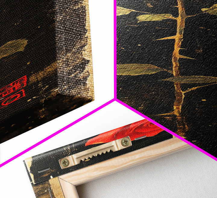 Dark Rose Painting Canvas Print, Gothic Floral Art, Rose with Dark Background, Wabi Sabi Inspired Wall Art, Framed Canvas Print, Rustic Decor