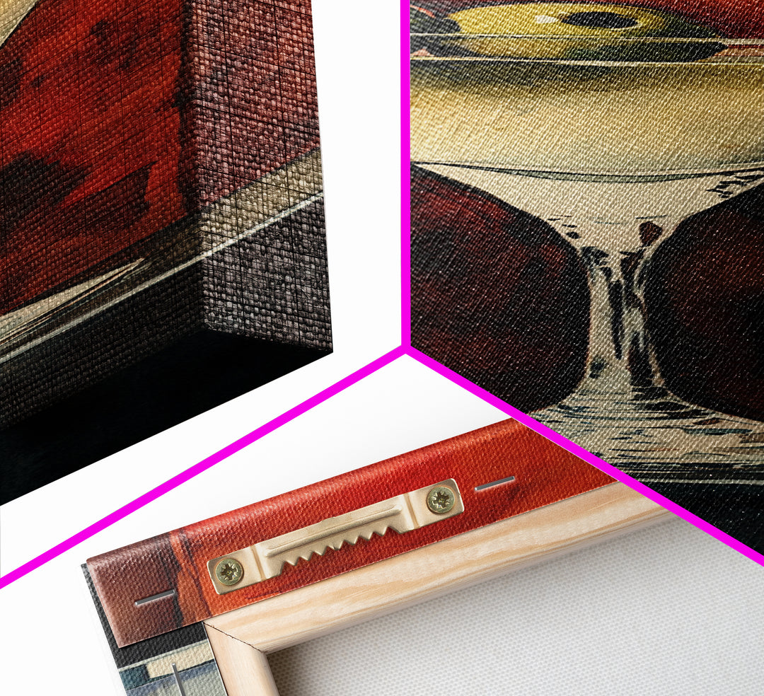 Classic Olive Martini Glass, Retro Bar Art, Espresso Martini Wall Art, Mid-Century Vibe Canvas Print, Moody Kitchen Decor